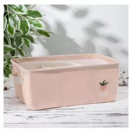 Корзина для хранения с ручками «Персик», 30×20×12 см, 6 ячеек, цвет розовый