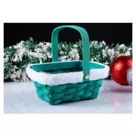 Корзина «Новогодняя», зелёная, 15×12×7,5/25 см, шпон