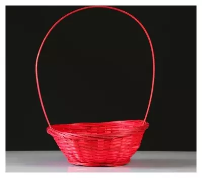 Корзина плетеная, бамбук, D19xh5 см, красный