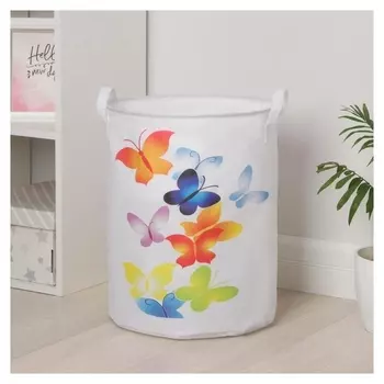 Корзина универсальная «Акварельные бабочки», 35×45 см, с затяжкой