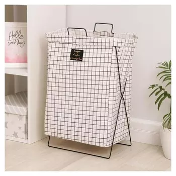 Корзина универсальная складная «Клетка», 40×26×50 см, цвет бело-чёрный