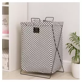 Корзина универсальная складная «Лайн», 40×26×50 см, цвет бело-чёрный