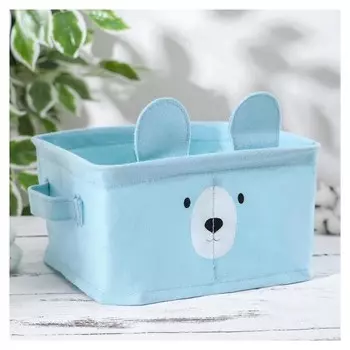 Корзинка для храненения с ручками «Мишка», 20×11 см, цвет голубой