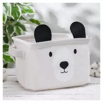 Корзинка для храненения с ручками «Мишка», 20×16×14 см, цвет бежевый