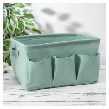 Корзинка для хранения 3 кармана «Тая», 30×24×18 см, цвет бирюзовый