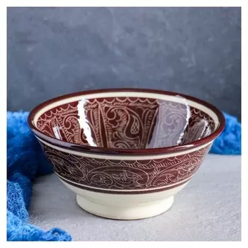 Коса большая, риштанская роспись, 18 см, коричневая