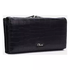 Кошелек женский, 4 отдела на кнопке, цвет черный