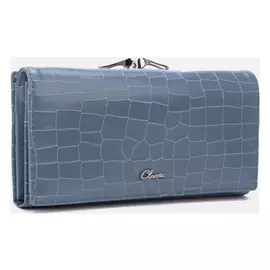 Кошелек женский, 4 отдела на кнопке, цвет синий