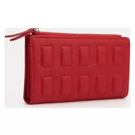 Кошелёк, 3 отдела на кнопке, цвет красный