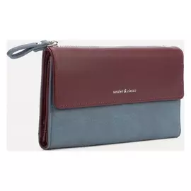 Кошелёк, 3 отдела на кнопке, цвет синий/бордовый