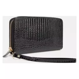 Кошелёк, 3 отдела на молнии, цвет черный