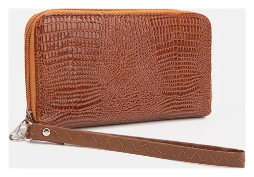 Кошелёк, 3 отдела на молнии, цвет коричневый