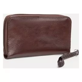 Кошелёк, 3 отдела на молнии, цвет коричневый