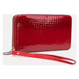 Кошелёк, 3 отдела на молнии, цвет красный