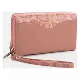 Кошелёк, 3 отдела на молнии, цвет пудра