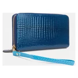 Кошелёк, 3 отдела на молнии, цвет синий