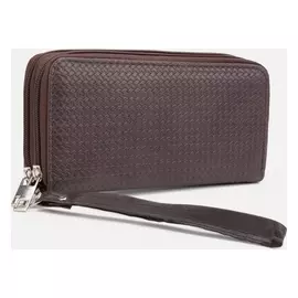 Кошелёк, 4 отдела на молнии, цвет коричневый