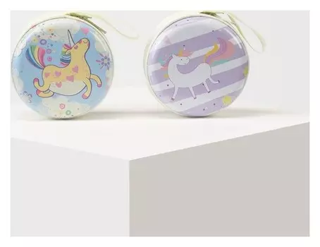 Кошелёк детский Единороги, отдел на молнии, круглый