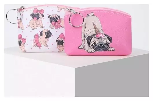 Кошелёк детский Мопс, отдел на молнии