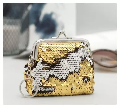 Кошелёк детский, отдел на фермуаре, с кольцом, цвет золотой