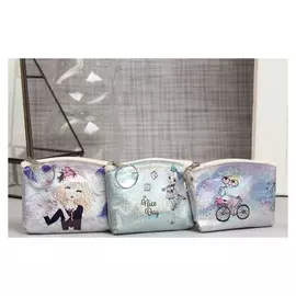 Кошелёк «Девочки», отдел на молнии, кольцо, серебро/