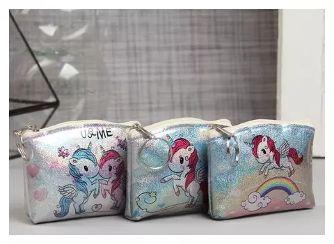 Кошелёк «Единорог», отдел на молнии, кольцо, серебро/