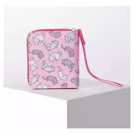 Кошелёк Котики, отдел на молнии, цвет розовый