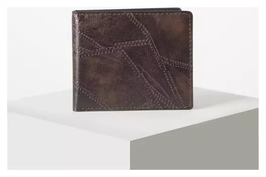 Кошелёк мужской 2 отдела без застежки коричневый Искусственная кожа