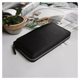 Кошелёк мужской, 2 отдела, для кредиток, для монет, ручка, флотер, цвет чёрный