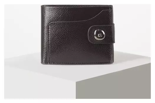 Кошелёк мужской, 2 отдела на клапане, цвет коричневый