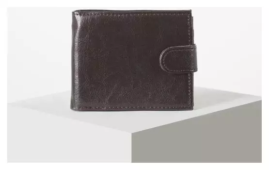 Кошелёк мужской, 2 отдела на клапане, цвет коричневый