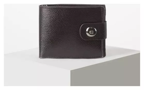Кошелёк мужской, 2 отдела на клапане, коричневый