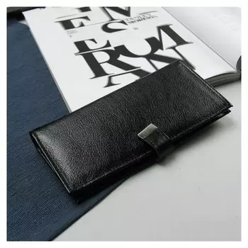 Кошелёк мужской, 3 отдела, отдел для карт, монет, матовый, цвет чёрный