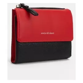 Кошелёк, отдел на кнопке, цвет чёрный/красный