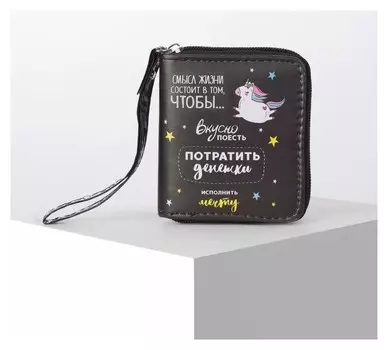 Кошелёк, отдел на молнии, цвет чёрный, из полиэстера