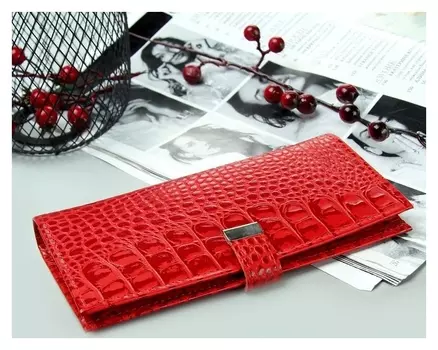 Кошелёк женский, 2 отдела, цвет красный