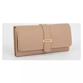 Кошелёк женский, 2 отдела на клапане, цвет бежевый