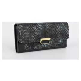 Кошелёк женский, 2 отдела на клапане, цвет чёрный