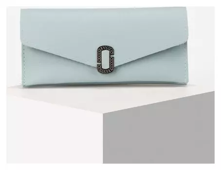 Кошелёк женский, 2 отдела на клапане, цвет голубой