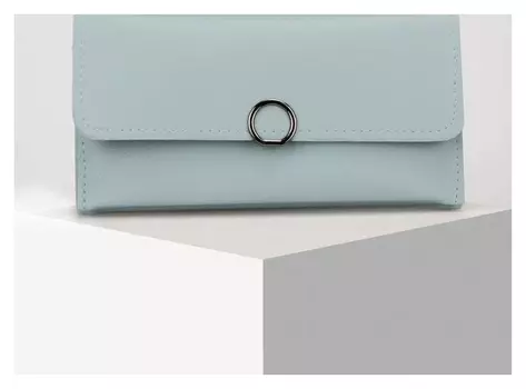 Кошелёк женский, 2 отдела на клапане, цвет голубой