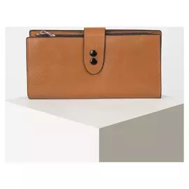 Кошелёк женский, 2 отдела на клапане, цвет коричневый