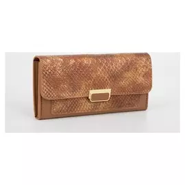 Кошелёк женский, 2 отдела на клапане, цвет коричневый