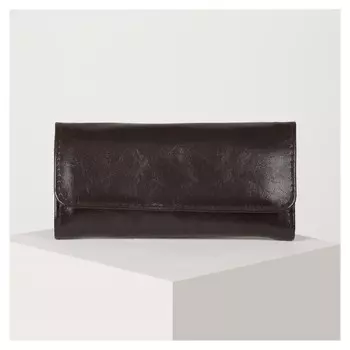 Кошелёк женский, 2 отдела на клапане, цвет коричневый