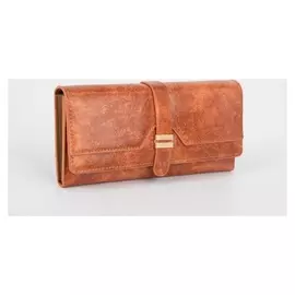 Кошелёк женский, 2 отдела на клапане, цвет коричневый