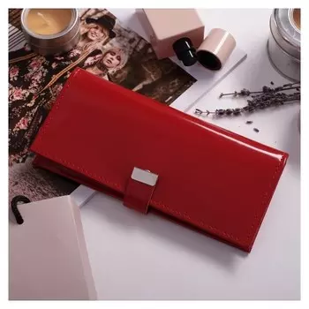 Кошелёк женский, 2 отдела на клапане, цвет красный