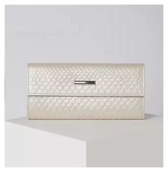 Кошелёк женский, 2 отдела на клапане, цвет молочный