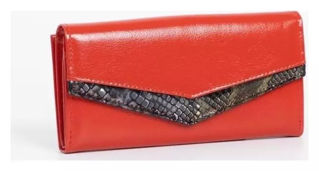 Кошелёк женский, 2 отдела на кнопке, цвет алый