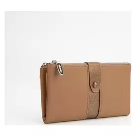 Кошелёк женский, 2 отдела на кнопке, цвет бежевый