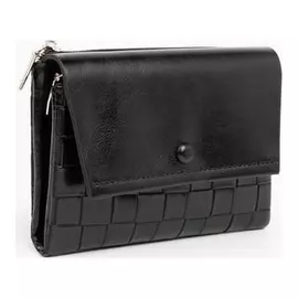 Кошелёк женский, 2 отдела на кнопке, цвет чёрный