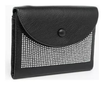 Кошелёк женский, 2 отдела на кнопке, цвет чёрный